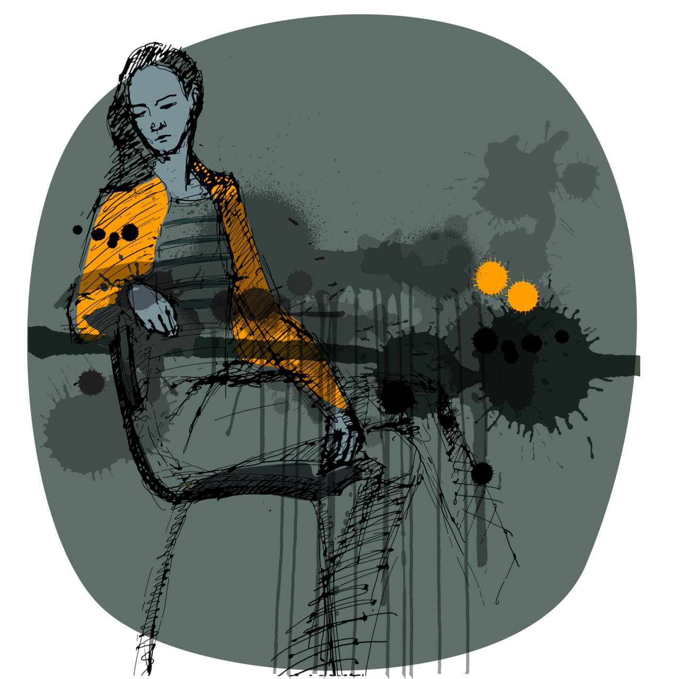 Overcome your demons - watercolor painting of a woman