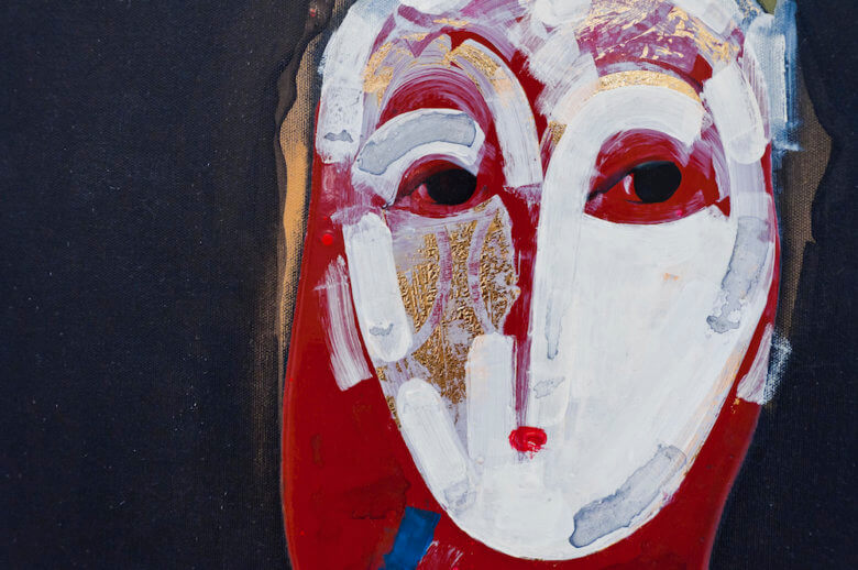 Oil on canvas painting of a face